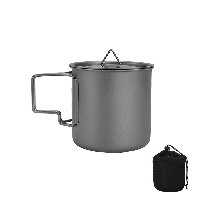 Camping Cooking Lightweight - Mug Camping Titanium dengan Pegangan Lipat,