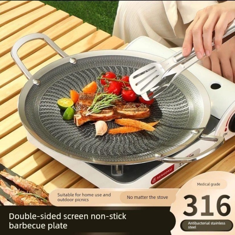 Camping Cooking Pan - Panci Panggangan BBQ Multifungsi Baja Tahan