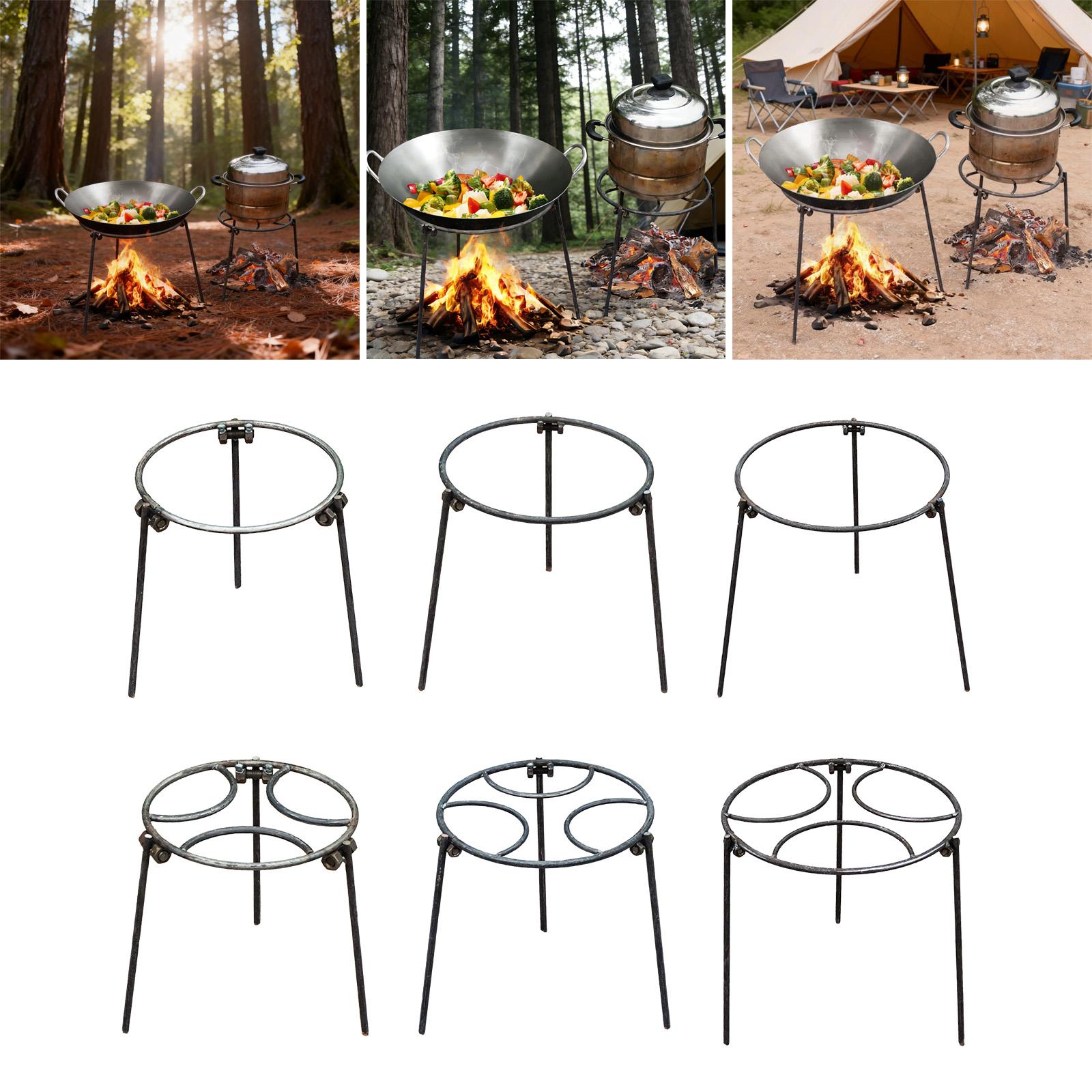 Camping Cooking Wok - Tripod Api Unggun, Penyangga Wok Multifungsi