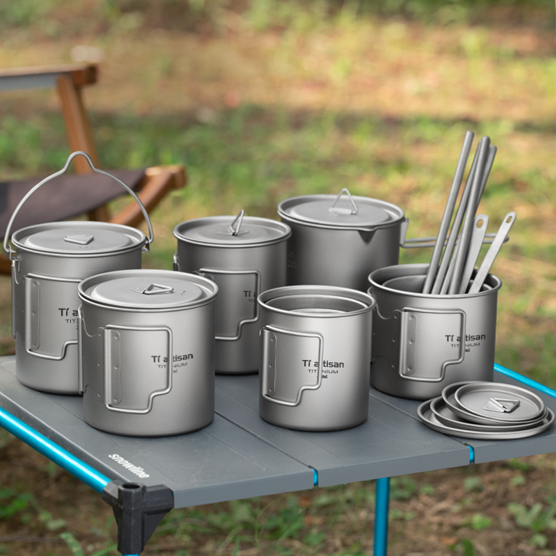 Camping Cooking Pot Stainless Steel - Tiartisan cangkir teh kopi portabel, Mug