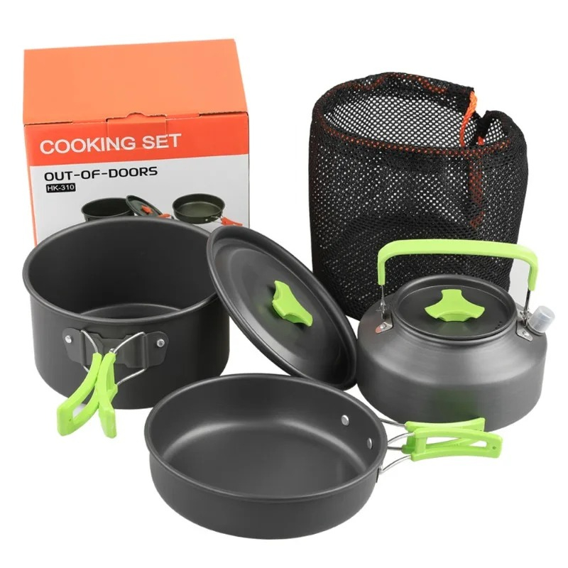Camping Cooking Pot Stainless Steel - Set Peralatan Memasak untuk Berkemah, Set