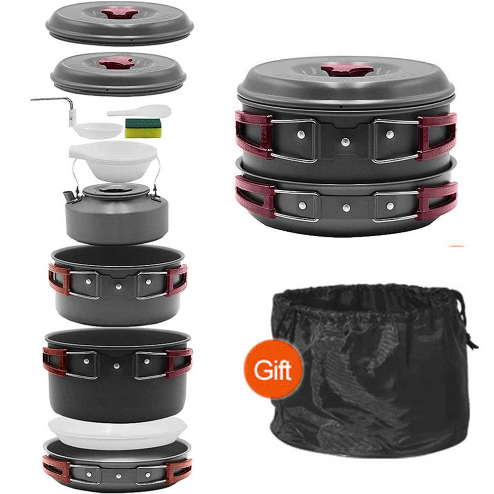 Camping Cooking Pan Set - Perlengkapan memasak luar ruangan 3-4 orang,