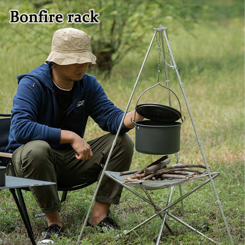 Camping Cooking Tripod - Bonfire Tripod Kemah portabel, rak pendukung
