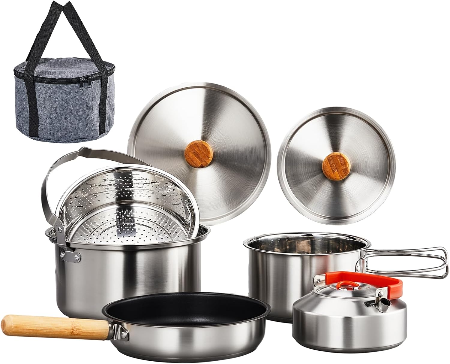 Camping Cooking Lightweight - 6pcs Set Peralatan Masak, Panci Anti