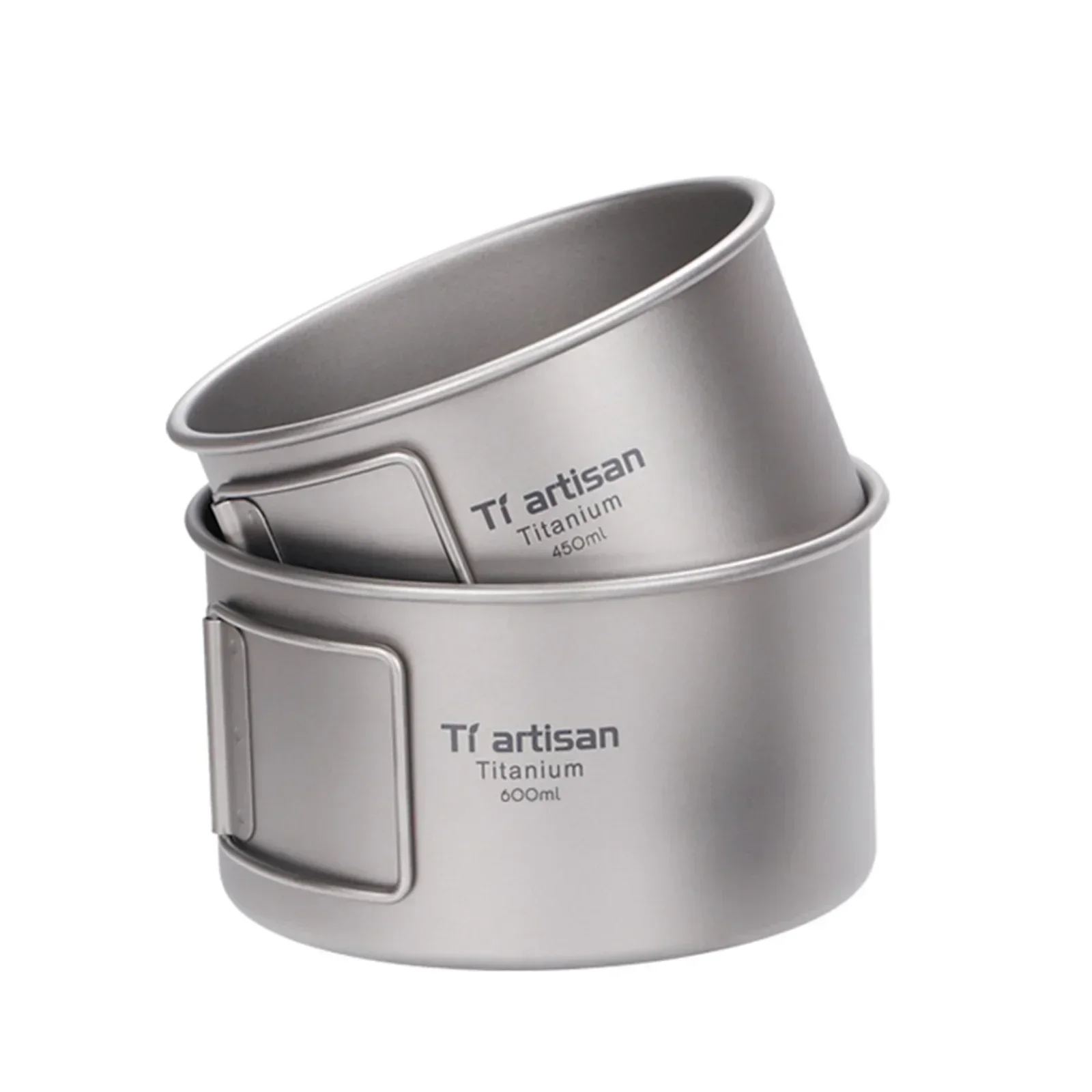 Camping Cooking Wok - Mangkuk Titanium dengan pegangan lipat, mangkuk