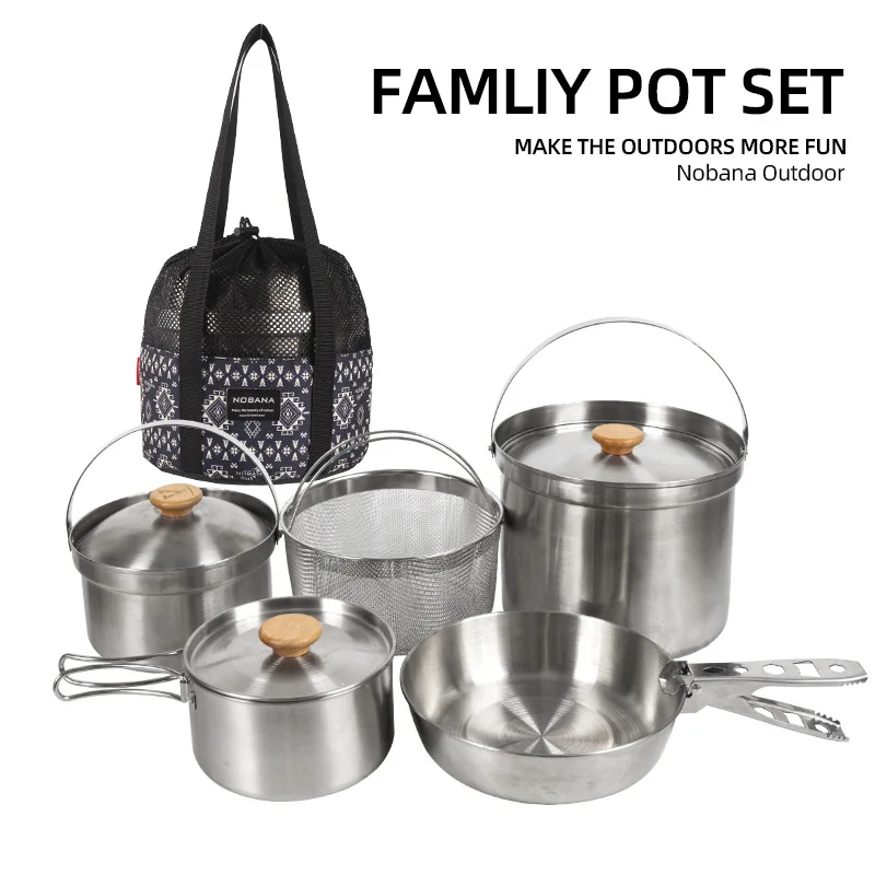 Camping Cooking Pot Stainless Steel - Set Panci Stainless Steel Outdoor Baru