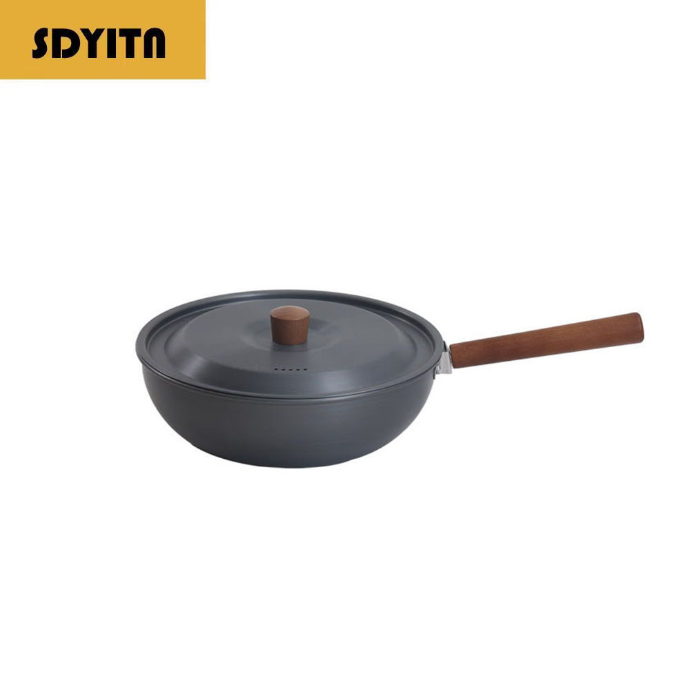 Camping Cooking Wok - Wajan Paduan Aluminium Luar Ruangan Dengan