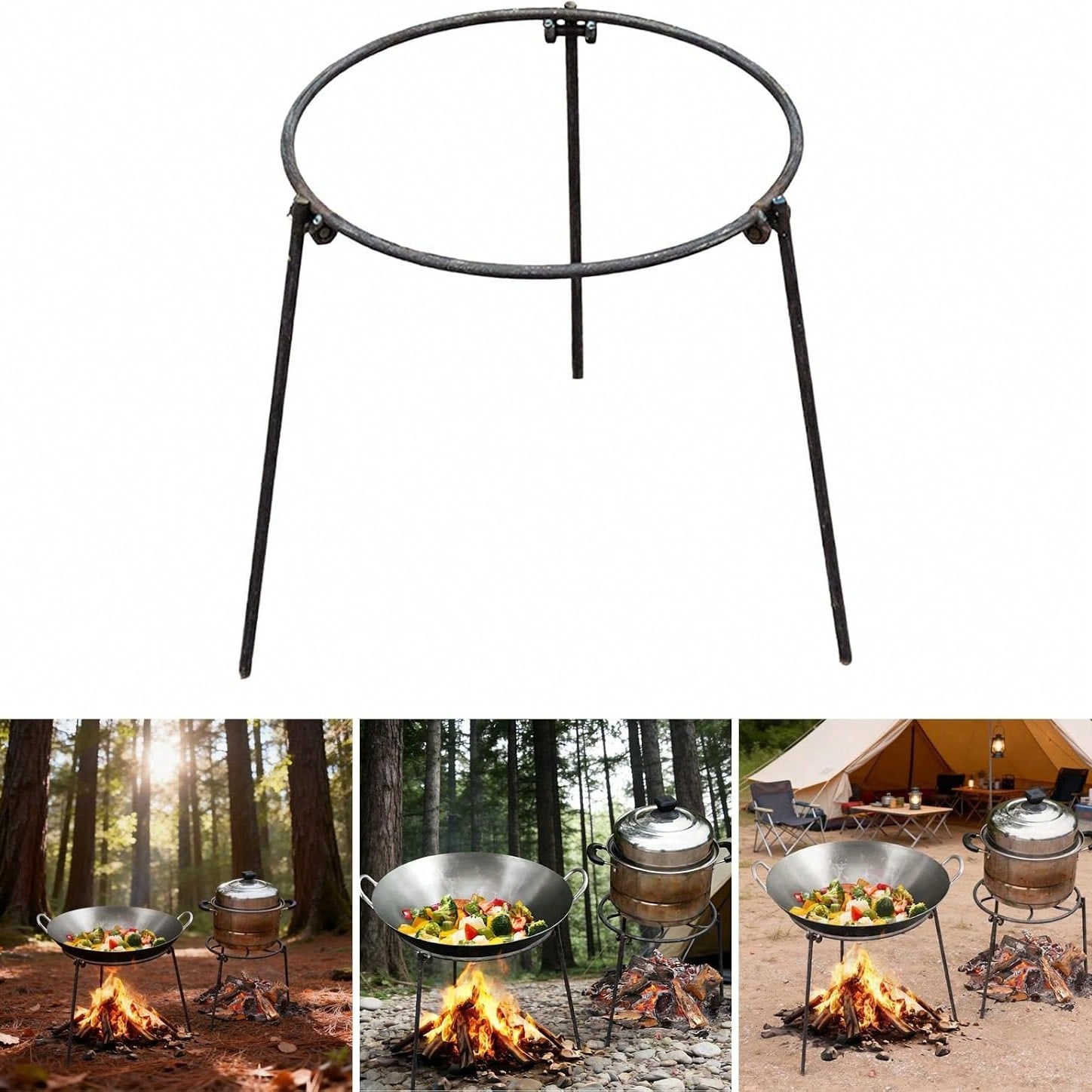 Camping Cooking Lightweight - Tripod Camping Luar Ruangan Portabel Dengan