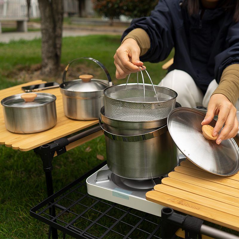 NOBANA Set Panci Baja Tahan Ka - Camping Cooking Wok ulasan dan harga