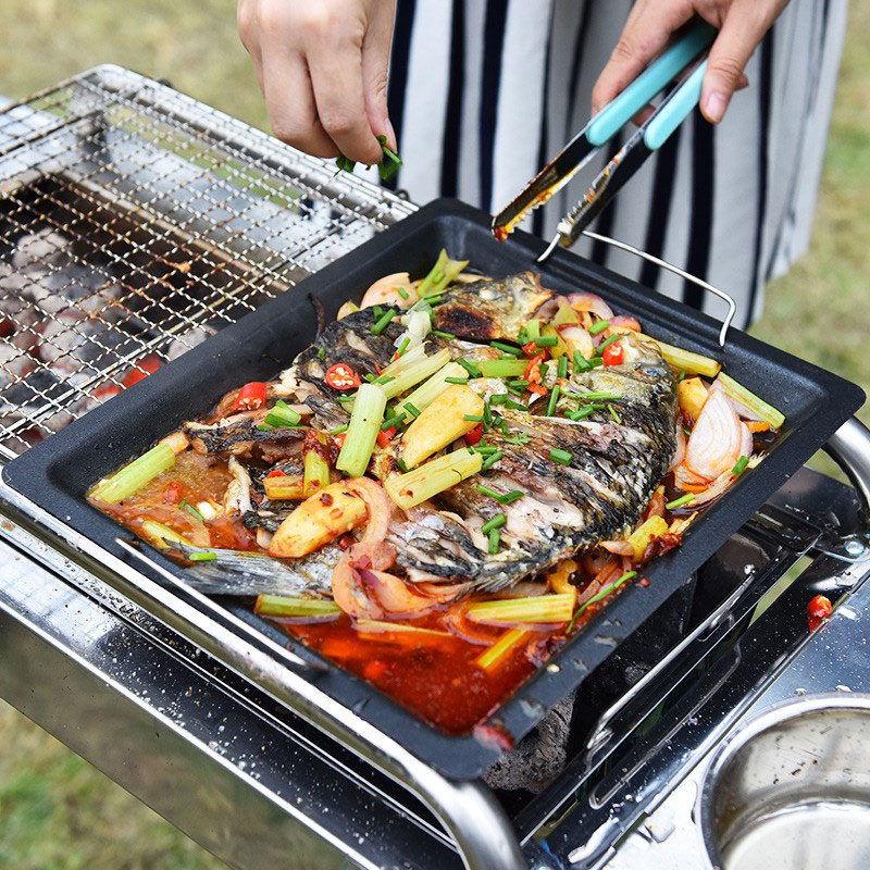 Panci Panggangan Persegi Tebal - Camping Cooking Ware ulasan dan harga