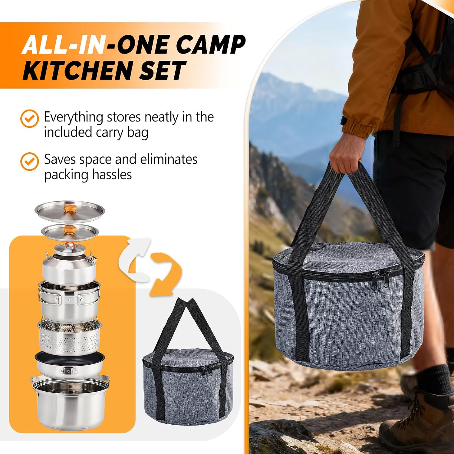 6pcs Set Peralatan Masak, Panc - Camping Cooking Lightweight ulasan dan harga
