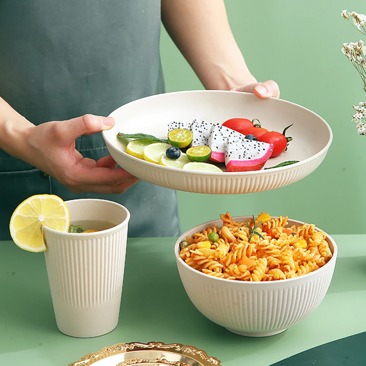 Set piring sedotan gandum, 16  - Camping Cooking And Eating Set ulasan dan harga