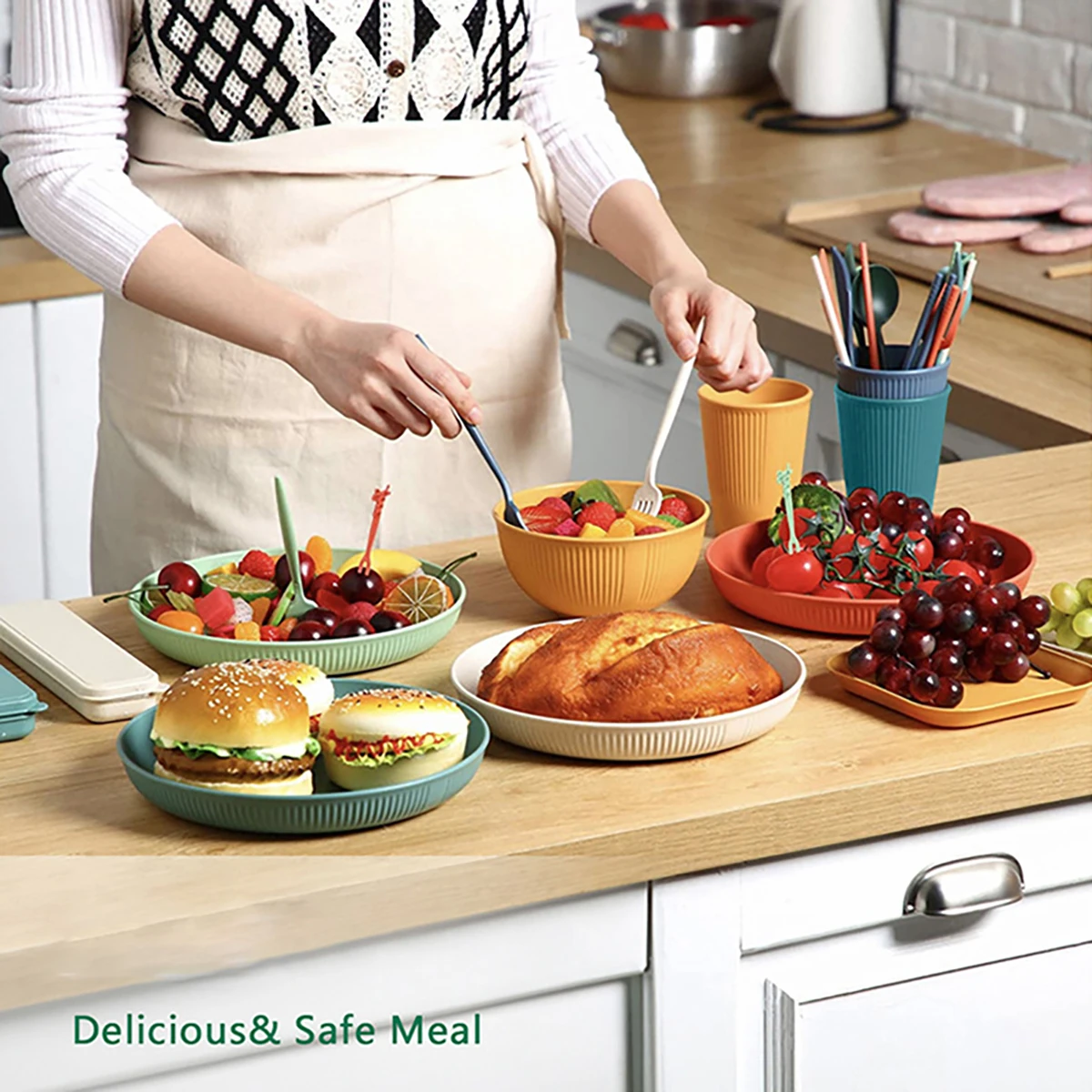 Set piring sedotan gandum, 16  - Camping Cooking And Eating Set ulasan dan harga